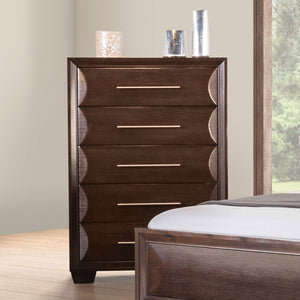 English Elm Transitional Five Drawer Chest Solid Wood Espresso Finish Dovetail Bedroom Storage B2741P372205