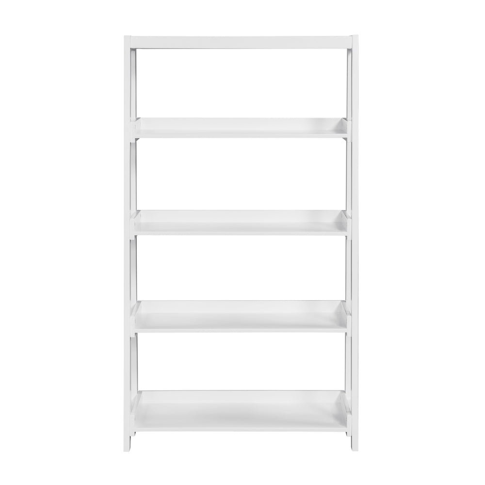 English Elm Modern Four Shelf Wooden Bookcase Vertical Storage Unit for Bedroom or Office White B011P460156