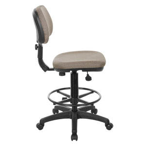 OSP Home Furnishings Sculptured Ergonomic Drafting Chair with Pneumatic Lift Footrest and Chrome Nylon Base DC517-294