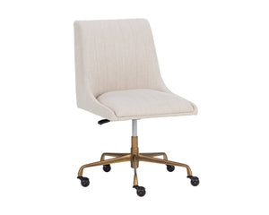 Sunpan Halden Office Chair - Urban Design with Bold Stitching and Rustic Bronze Base for Modern Workspaces Beige Linen