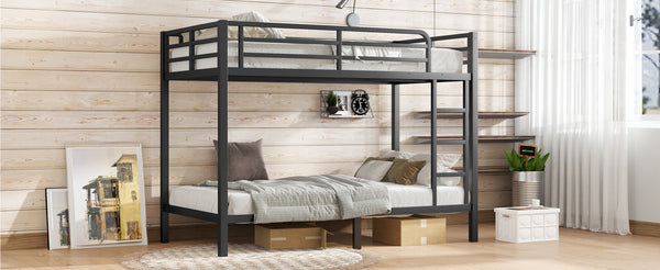 English Elm Metal Twin Xl Over Twin Xl Bunk Bed – Durable, Space-Saving Design For Teens & Adults, Black Finish W1580P309628