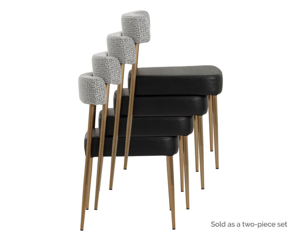 Sunpan ASHWIN Stackable Dining Chair - Modern Bravo Black Faux Leather & Helios Check Black Design 112178