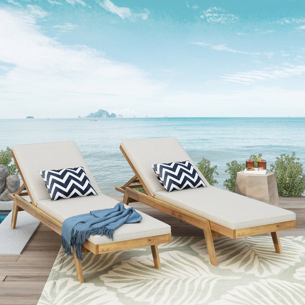 English Elm Christopher Knight Home® - Caily Chaise Lounge Set - Stylish Acacia Wood, Adjustable Backrests, Water-Resistant Cushions, Durable! 71346.00CRM