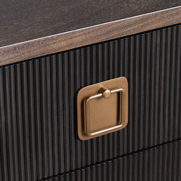 Crestview Collection Transitional 3 Drawer Accent Chest - Elegant Bayur Wood Cabinet With Reeded Fronts & Copper Pulls Brown Solid Wood Cvfdr1048