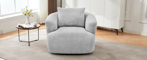 English Elm 360° Swivel Boucle Barrel Chair with Pocket Springs for Modern Living Rooms N719P288552R