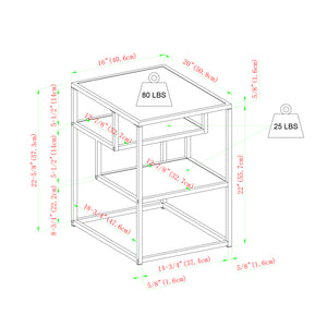 16" Contemporary Metal and Wood Side Table Coastal Oak, White MYO16STCOW Walker Edison