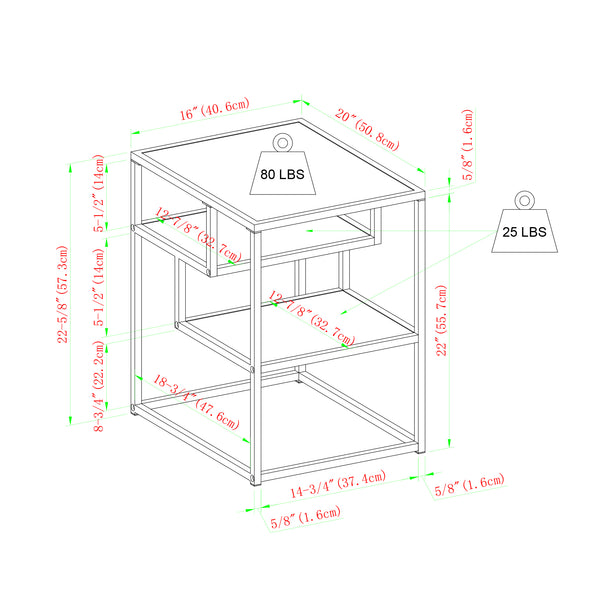 16" Contemporary Metal and Wood Side Table Coastal Oak, White MYO16STCOW Walker Edison