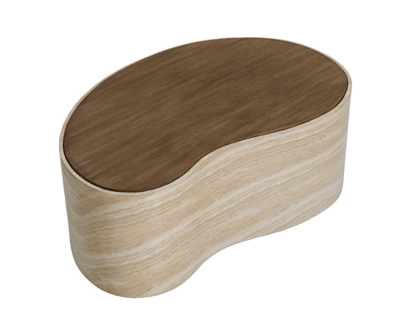 Sunpan ISHIKO Coffee Table - Sculptural Organic Design with Warm Wood-Effect Top & Durable Concrete Base 112580