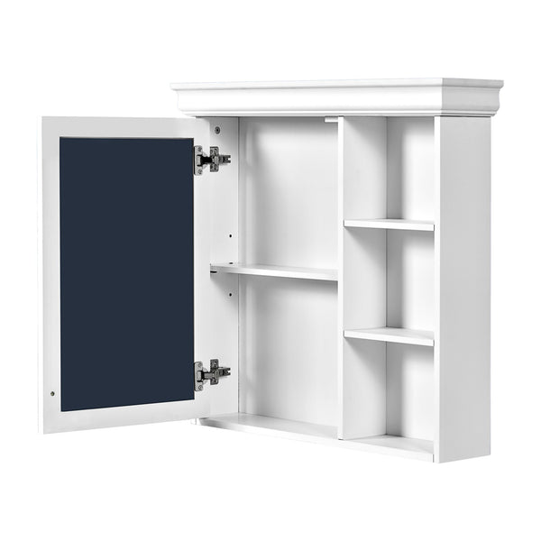 English Elm 30'' Wall-Mounted Medicine Cabinet with Mirror and Adjustable Shelves, Modern MDF Storage Organizer White N710P209425K