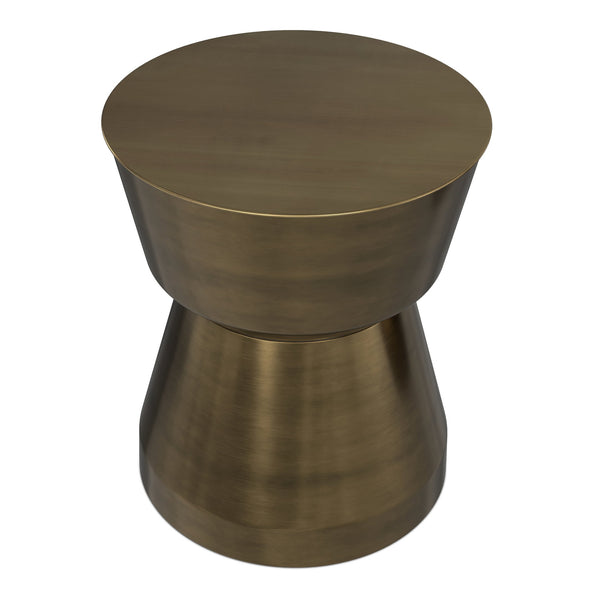 English Elm Allegra Side Table in Antique Brass — Handcrafted Iron Hourglass Accent Table, Compact & Sturdy B136P361856