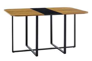English Elm Black Two-tone Mdf Dining Table Seats Six with Metal Legs for Industrial Spaces W3875P372867