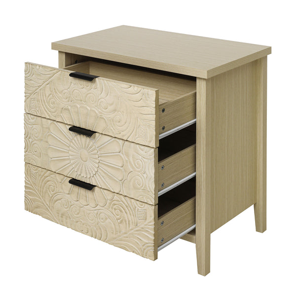 English Elm 3 Drawer Cabinet - Stylish & Versatile Storage Solution For Bedroom, Living Room, Or Study Decor W688P225270
