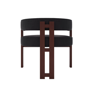 English Elm Modern Chenille Barrel Dining Chair with Padded Foam Seat, Sturdy Metal Legs, 300lb Capacity, Versatile Accent Black W395P233457