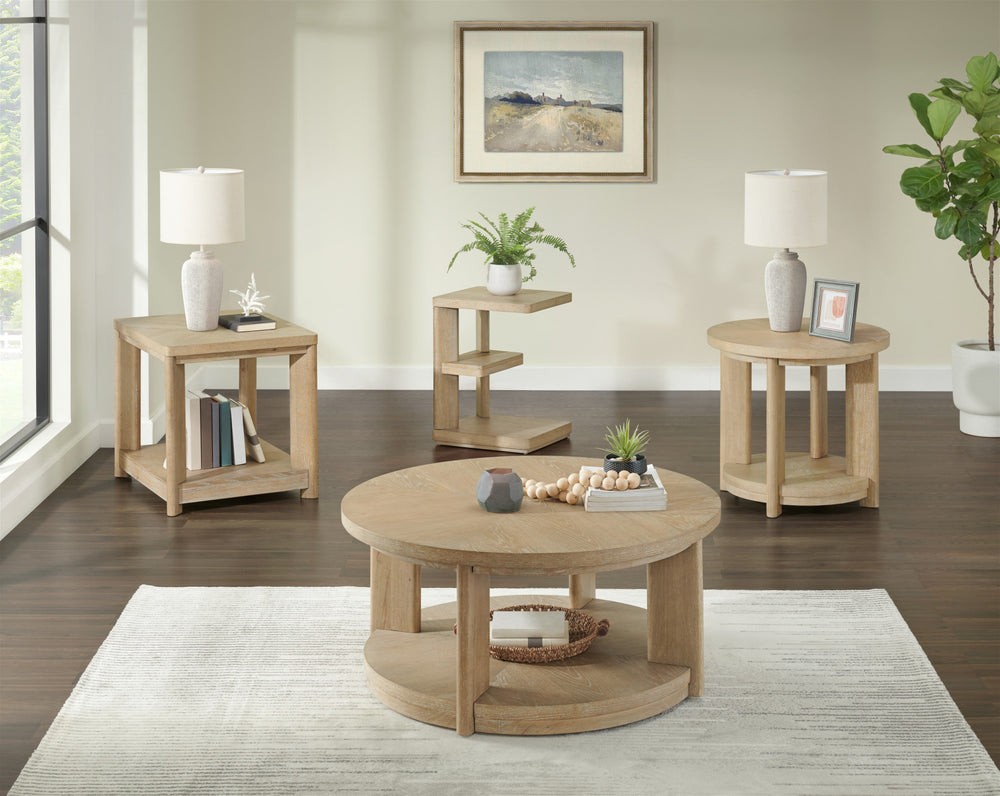 English Elm Wallace & Bay - Tan Coffee Table - Solid Wood Sand Dune Finish, Contemporary 40" Square Design, Low-Maintenance Elegance B2709P212394