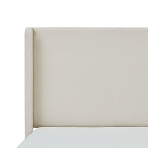 English Elm Carmen Boucle Upholstered Wingback Bed with 52.3" High Headboard, Modern Minimalist Platform Frame Ivory B083P358535