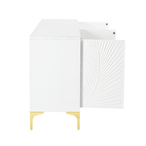 English Elm Multi-Functional Sideboard Cabinet with 4 Doors, Adjustable Shelves, Solid Wood MDF Build for Home Storage W2696P279989