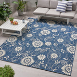 Christopher Knight Home® Wildflower Botanical Outdoor Area Rug - Blue/Ivory - 7'10