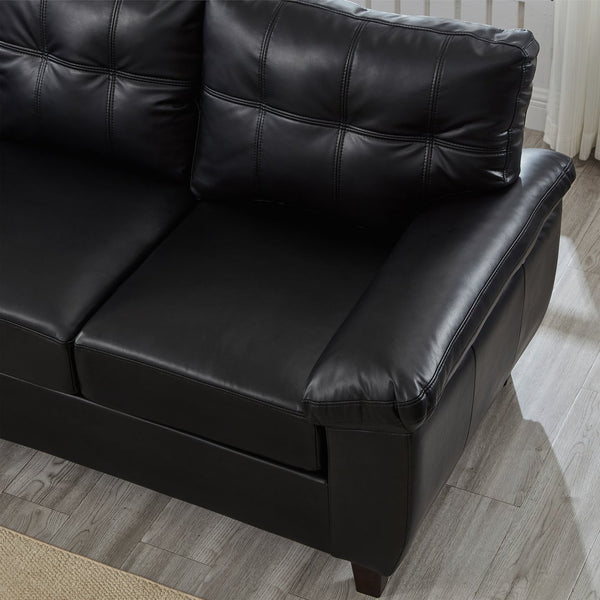 English Elm 79" Three Seat Pu Faux Leather Sofa Tufted Back Wide Arm with Hidden Storage Black W1097S00246