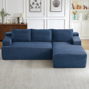 English Elm L-shaped Cloud Sectional Corduroy Sleeper Sofa Deep Seat Modular Living Room Couch W2339P424641