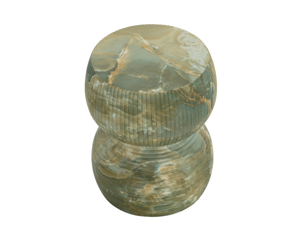 Sunpan GEMINA End Table - Elegant Marble Look with Jade Onyx Finish, Sculptural Design for Modern Spaces 112758