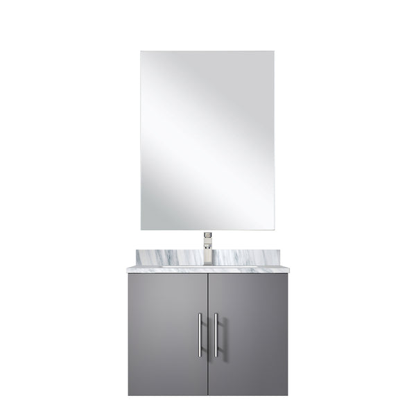 English Elm Dark Grey Single Bath Vanity Set With Carrara Marble Top, Mirror & Faucet - Compact Elegance! B2731S01295
