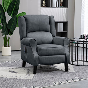 English Elm HOMCOM Linen Massage Recliner Chair with Heat & Dual Motors, Wingback Push-Back Sofa w/ Footrest and Side Pocket Charcoal grey W2225P200664