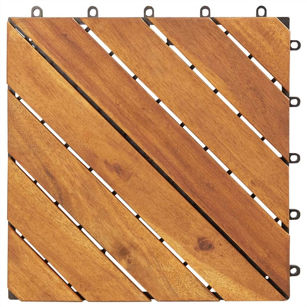 English Elm Acacia Solid Wood Interlocking Deck Tiles 30 Pack Outdoor Patio Balcony Floor Kit T3656P456165