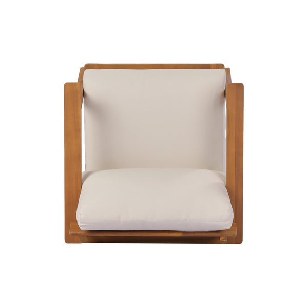 English Elm 29.5" Solid Acacia Outdoor Club Chair Mid-century Patio Armchair with Quick-dry Cushion N767P359940T