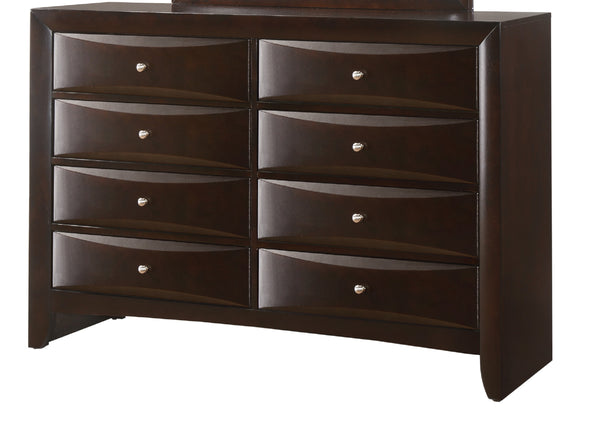 English Elm 1Pc Contemporary Nightstand with Beveled Drawers and Silver Knobs, Solid Wood Accent Table for Bedroom Storage and Style Brown 60.5 L x 18 W x 43.2 H B011P216700
