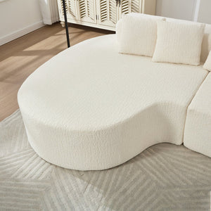 English Elm 110.2 Curved L-Shape Boneless Couch White - Deep-Seat Sectional with 5 Pillows, Memory Foam Comfort W1249S00009