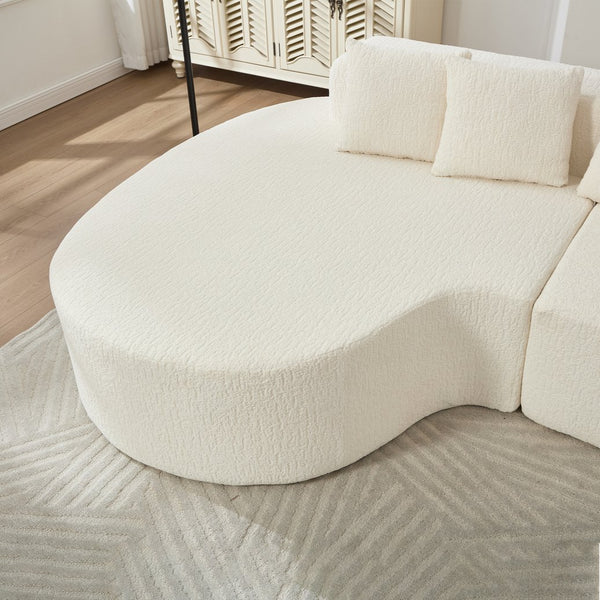 English Elm 110.2 Curved L-Shape Boneless Couch White - Deep-Seat Sectional with 5 Pillows, Memory Foam Comfort W1249S00009