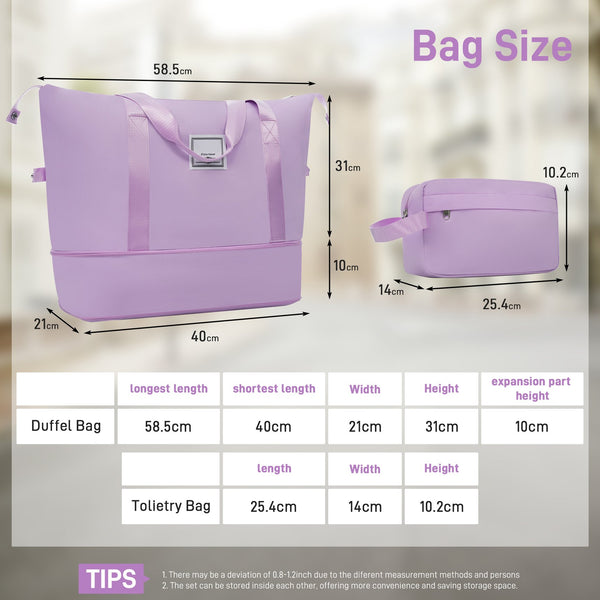 English Elm 6 Piece Hardshell Abs Travel Set with Spinner Wheels Combination Lock and Toiletry Bag Pink Purple N732P391314I
