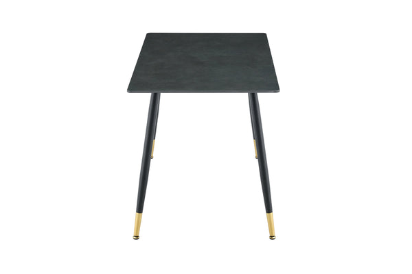 English Elm Modern Sintered Stone Rectangular Dining Table with Metal Legs for Four Seats Dark Gray W3493S00014