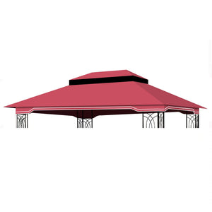 English Elm 10x12 Outdoor Patio Gazebo Canopy Replacement Double-Tier Polyester UV Resistant Roof with Drain Holes Red W419P198357
