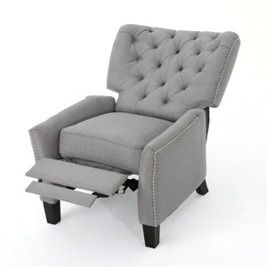English Elm Christopher Knight Home® - Modern Light Grey Fabric Push Back Recliner with Rivet Accents, Ergonomic Support, Plush Cushioning for Living Room Comfort 61370.00LGRY