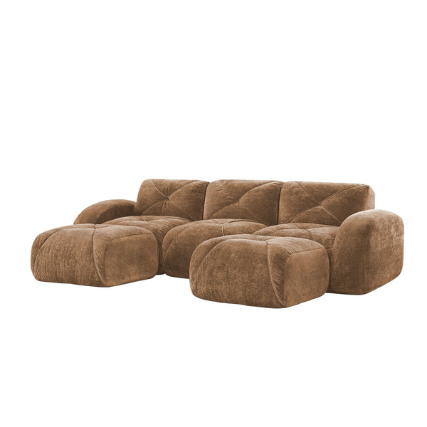 English Elm U-shaped Modular Cloud Sofa Tufted Velvet High Density Foam for Home Theater Lounge W714S01599