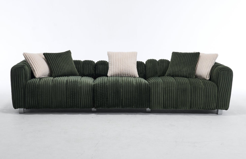 English Elm 114-Inch Vintage Corduroy Sofa - Extra-Large 3-Seater With Cloud-Like Cushions & Solid Wood Frame W2795S00028