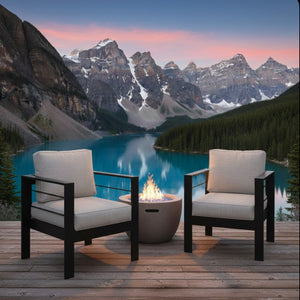 English Elm 2-pack Outdoor Cast Aluminum Armchairs with Uv Resistant Olefin Cushions for Patio Black+ Gray B082P454993