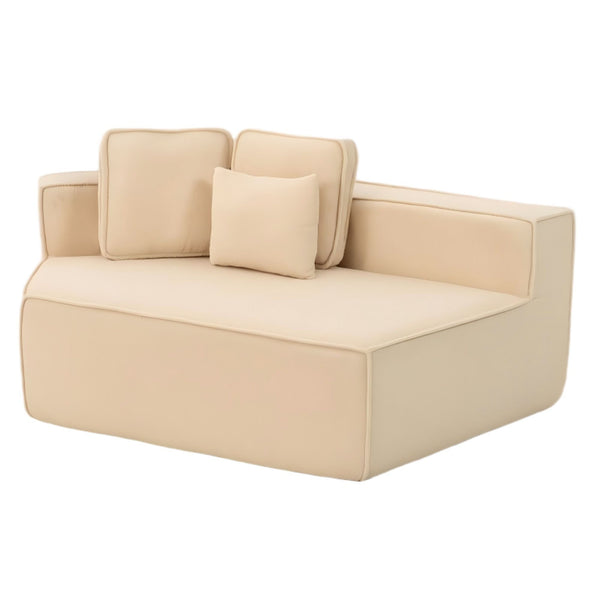 English Elm Beige Teddy Fleece Modular Floor Lounge Chair Plush Foam Cushions for Dorm or Living Room W3326P354556