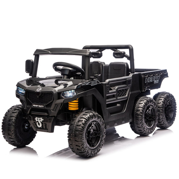 English Elm 24v 400w Six Wheel Kids Electric Dump Truck 4wd Remote Control Ride on Toy Black W1578P353176