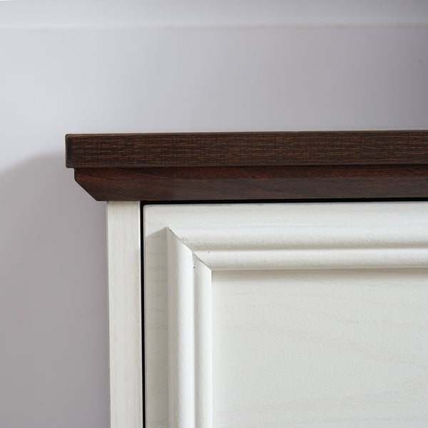 English Elm Modern 6-Drawer Chest of Drawers for Bedroom — Spacious Wooden Dresser with Smooth Glide Drawers, Elegant Patterned Top White W2275P224405