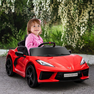 English Elm Qaba Licensed Corvette 12v Kids Ride on Car with Remote Suspension and Safety Harness W2225P217169