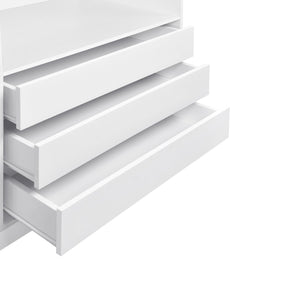 English Elm Doorless Open Wardrobe with 6 Compartments and 3 Drawers, Modern Space-Saving Storage for Bedroom White N820S00036K