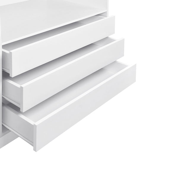 English Elm Doorless Open Wardrobe with 6 Compartments and 3 Drawers, Modern Space-Saving Storage for Bedroom White N820S00036K