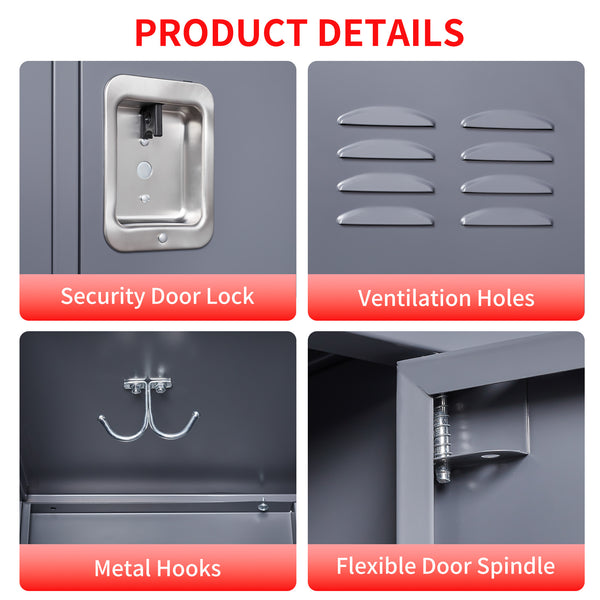 English Elm 9 Compartment Steel Locker Tower Powder Coated Gray for Gym Office or Bedroom T2398P251437