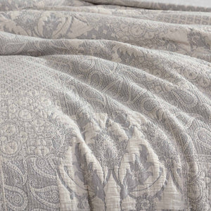 English Elm Paisley King Comforter Cover Set - Soft Cotton, Textured Jacquard, Elegant Ivory, Machine Washable B340P341948-GIGA
