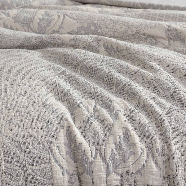 English Elm Paisley King Comforter Cover Set - Soft Cotton, Textured Jacquard, Elegant Ivory, Machine Washable B340P341948-GIGA