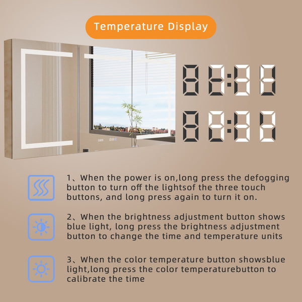 English Elm Lighted Aluminum Medicine Cabinet Smart Mirror with Anti-fog Led and Built-in Usb Outlet W5609P461365