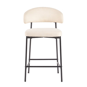 English Elm Walker Edison - Modern Curved Back Counter Stool, Set Of 2, Ivory