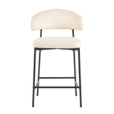 Walker Edison Set of 2 Modern Ivory Counter Stools, Easy Assembly, Durable Steel Base